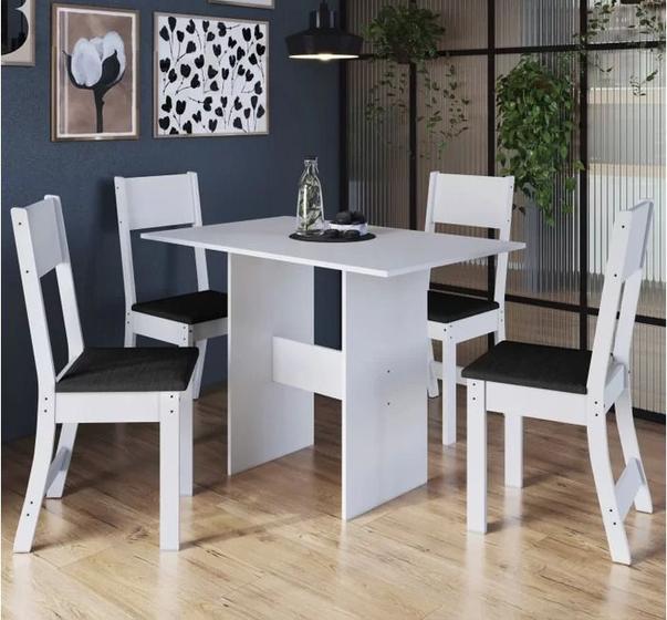 Imagem de Mesa de Jantar com 4 Cadeiras karla - branco / preto