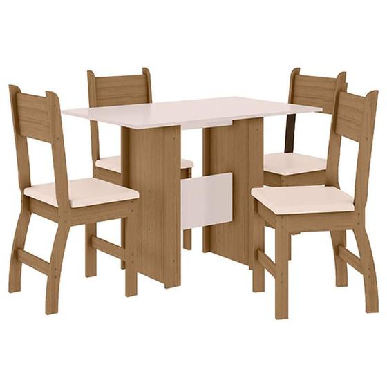 Imagem de Mesa de Jantar com 4 Cadeiras Milano Carvalho Off White - Poliman