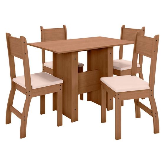 Imagem de Mesa de Jantar Com 4 Cadeiras Milano Carvalho Savana Poliman Móveis