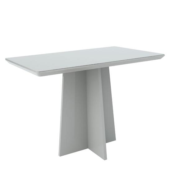 Imagem de Mesa De Jantar Com 4 Lugares 1,20 Com Tampo De Madeira Canto Arredondada Com Vidro Cor Off White Ana New Ceval