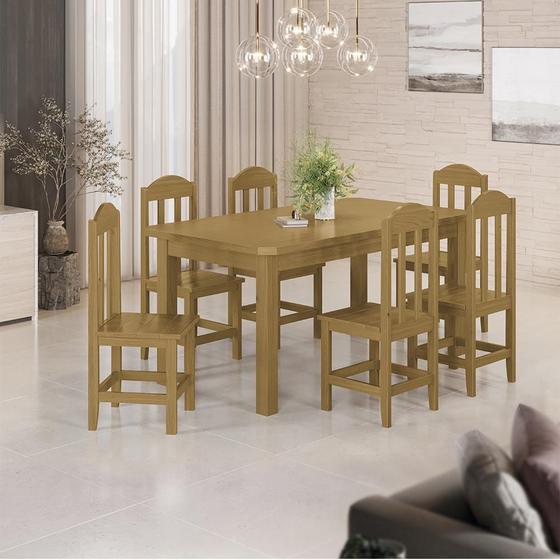 Imagem de Mesa De Jantar Com 6 Cadeiras Em Madeira Maciça 160cm Nogueira Safira Shop Jm