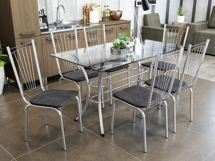 Imagem de Mesa de Jantar com 6 Cadeiras Retangular 