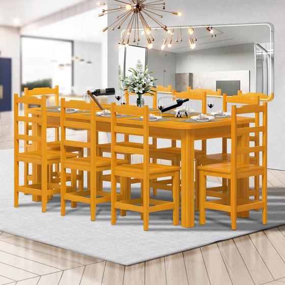 Imagem de Mesa De Jantar Com 8 Cadeiras Madeira Maciça 200cm Cerejeira Pérola Nemargi