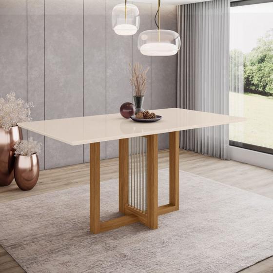 Imagem de Mesa de Jantar Com Tampo MDF com Canto Reto 160 Cm Natalí Henn