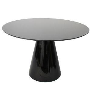 Imagem de Mesa de Jantar Cone 120 cm Tampo de Vidro Laca Preta