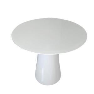 Imagem de Mesa de Jantar Cone 150 cm Tampo de Vidro Laca Branca