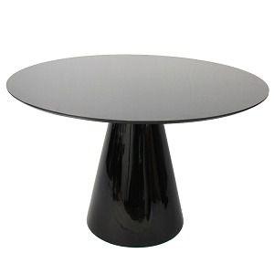 Imagem de Mesa de Jantar Cone 80 cm Laca Preta + Vidro