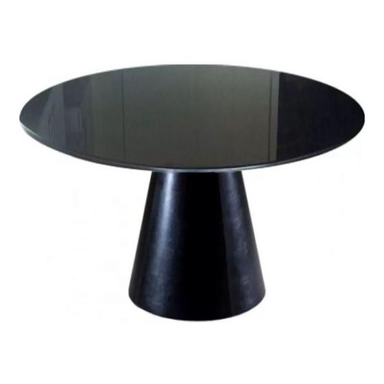 Imagem de Mesa de Jantar Cone 90cm Laqueada e Vidro 4 Mm Preto