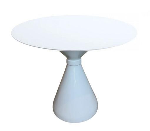 Imagem de Mesa de Jantar Cone Ampulheta 120 cm Tampo Laqueado Branco Base Branca