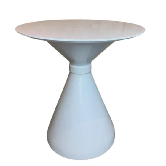 Imagem de Mesa de Jantar Cone Ampulheta 70 cm Tampo Laqueada Branca Base Branca