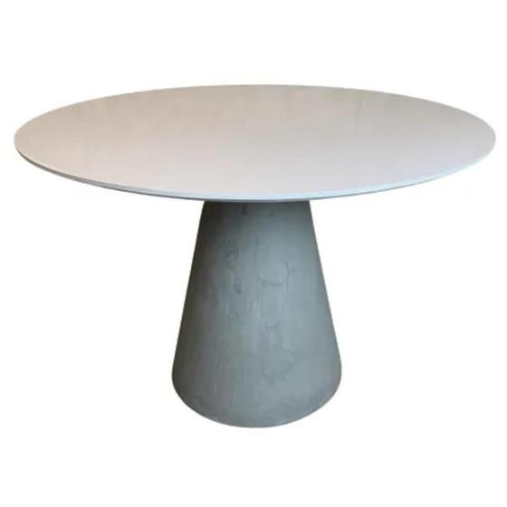 Imagem de Mesa de Jantar Cone Cimento Queimado 100 cm Tampo Laqueado Branco