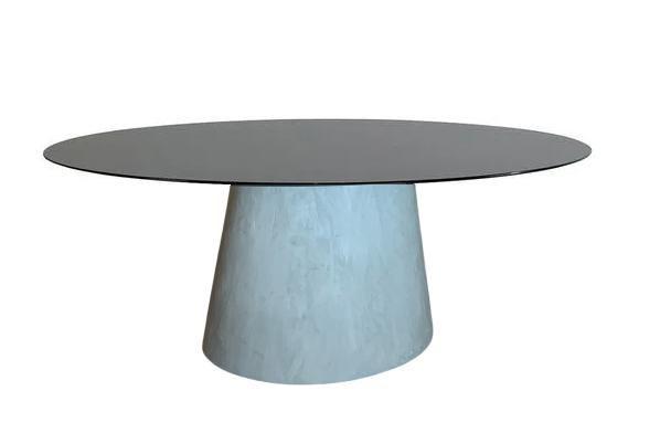 Imagem de Mesa de Jantar Cone Cimento Queimado Oval 160x90 cm Tampo Laqueado