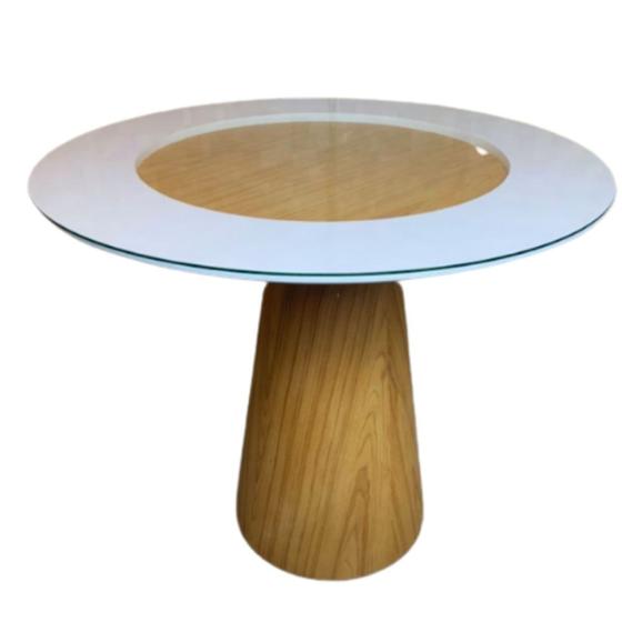 Imagem de Mesa de Jantar Cone Concavo 100 cm Laminada em Madeira com Vidro