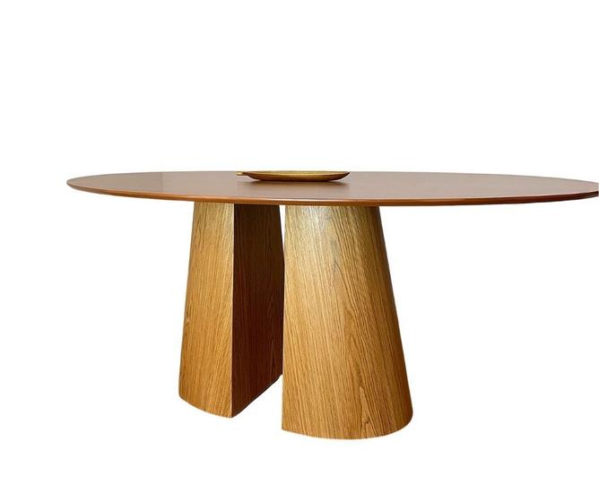 Imagem de Mesa de Jantar Cone Duo Oval 160x90cm Tampo Freijó Base Robusta Freijó