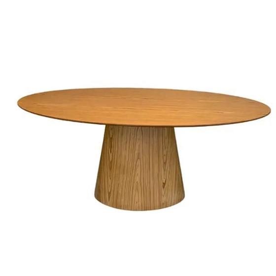 Imagem de Mesa de Jantar Cone Oval 120x80 cm Tampo Freijó Base Madeira Freijó