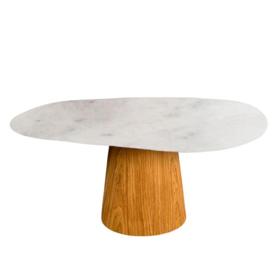 Imagem de Mesa de Jantar Cone Oval 160x90 cm Tampo Madeira Freijó Base Madeira Freijó