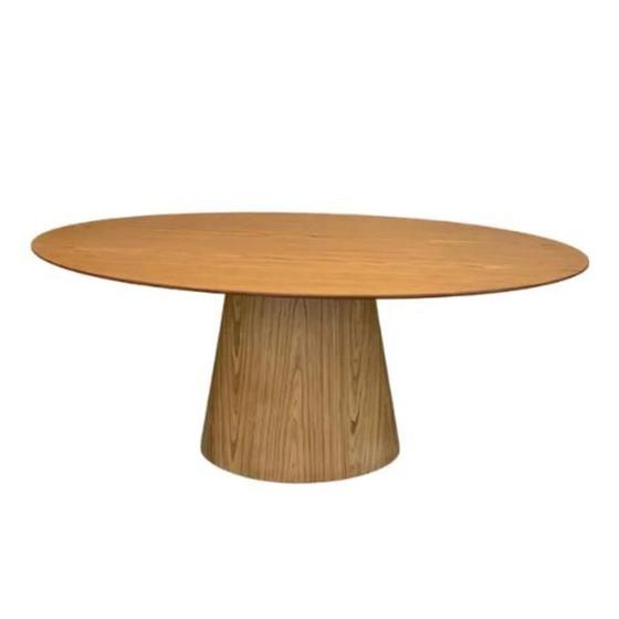 Imagem de Mesa de Jantar Cone Oval 198x122 cm Tampo Madeira Freijó Base Madeira Freijó