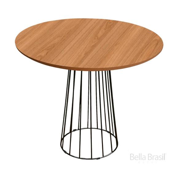 Imagem de Mesa de Jantar Cone Raiada Com Tampo de Madeira 1,20M Redondo - Bella Brasil Decor