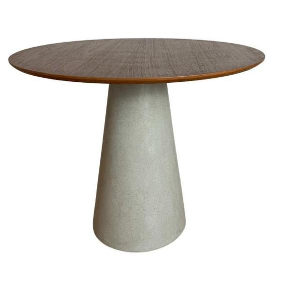Mesa de Jantar Cone Redonda 60 cm Tampo Imbuia Base Concreto Menor preço em Mesa de Jantar Cone Redonda 60 cm Tampo Imbuia Base Concreto