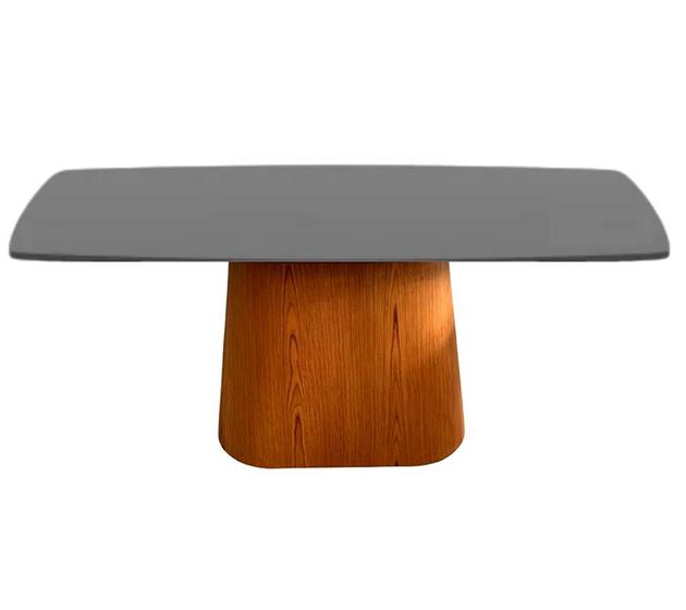 Imagem de Mesa de Jantar Cone Retangular 220x120 cm Base Oval laminada em Madeira Freijó Tampo Laqueado Preto