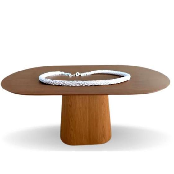 Mesa de Jantar Cone Retangular Arredondada 120x80cm Base Freijó Tampo Freijó Menor preço em Mesa de Jantar Cone Retangular Arredondada 120x80cm Base Freijó Tampo Freijó