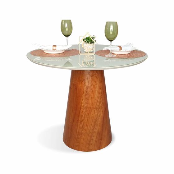 Imagem de Mesa de Jantar Cone Tampo com Vidro Redonda Cairo
