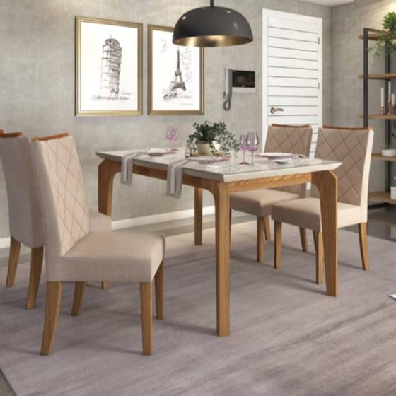 Mesa de Jantar Dália 140cm Carvalho Nobre Off White Bnn Decor Menor preço em Mesa de Jantar Dália 140cm Carvalho Nobre Off White Bnn Decor