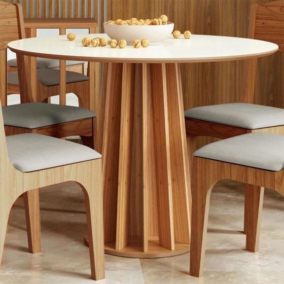 Mesa De Jantar Dalla Costa Redonda Ripada 105cm Menor preço em Mesa De Jantar Dalla Costa Redonda Ripada 105cm
