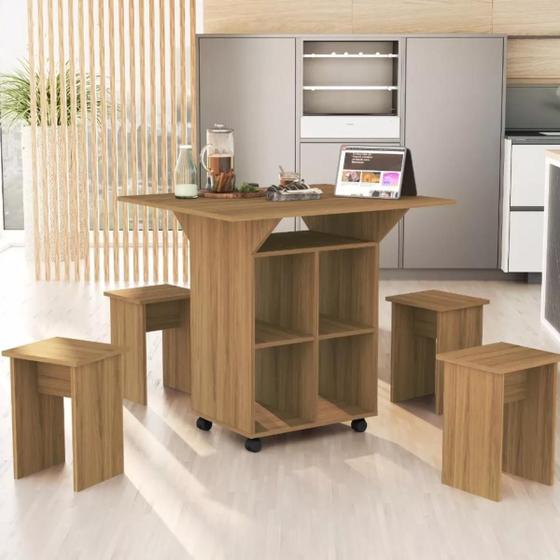 Imagem de Mesa de jantar dobrável com bancos MDF- Vira aparador Jade Cor: Preta