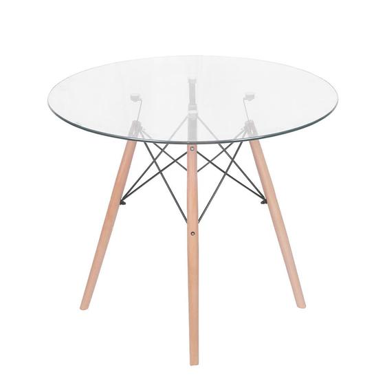 Imagem de Mesa de Jantar Eiffel Redonda Tampo em Vidro - 90cm