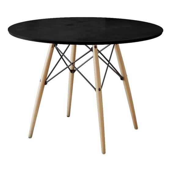 Imagem de Mesa de Jantar Eiffel Redondo Tampo de Madeira 110cm Preto