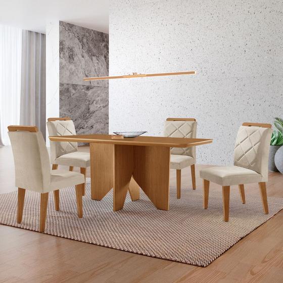 Imagem de Mesa de Jantar Evora 120cm MDF Canto copo e 4 Cadeiras Melissa