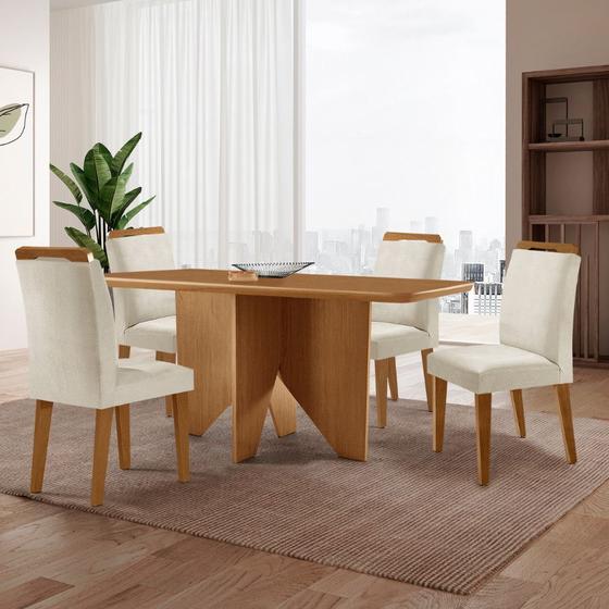 Imagem de Mesa de Jantar Evora 120cm MDF Canto copo e com 4 Cadeiras Athenas