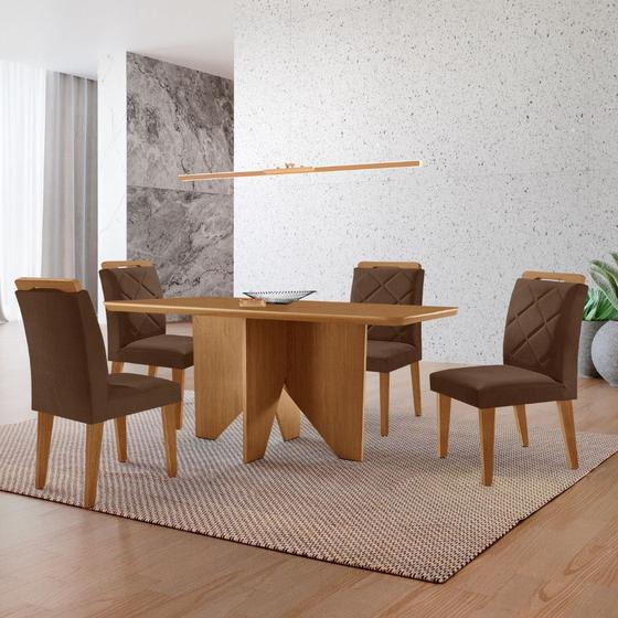 Imagem de Mesa de Jantar Evora 120cm MDF Canto copo e com 4 Cadeiras Melissa