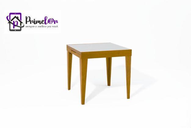 Imagem de Mesa De Jantar Extensível 0.80 a 1.60 Com Vidro Pés Madeira Tock