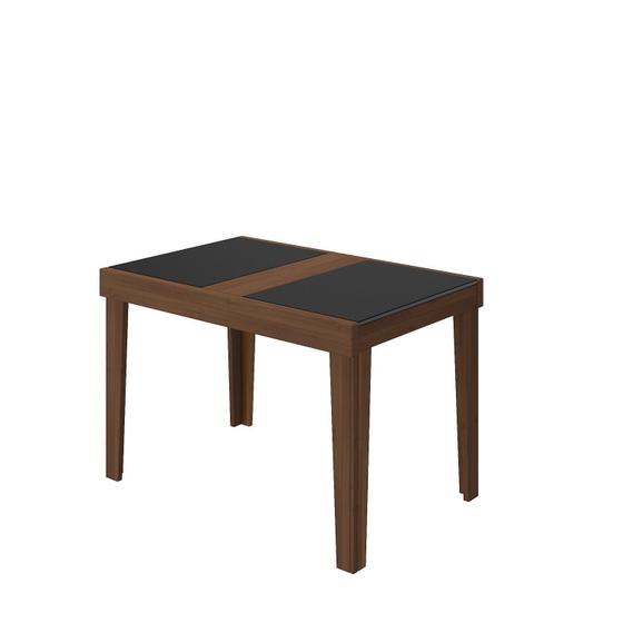 Imagem de Mesa de Jantar Extensível 120cm Naturalle Imbuia - Vidro Preto