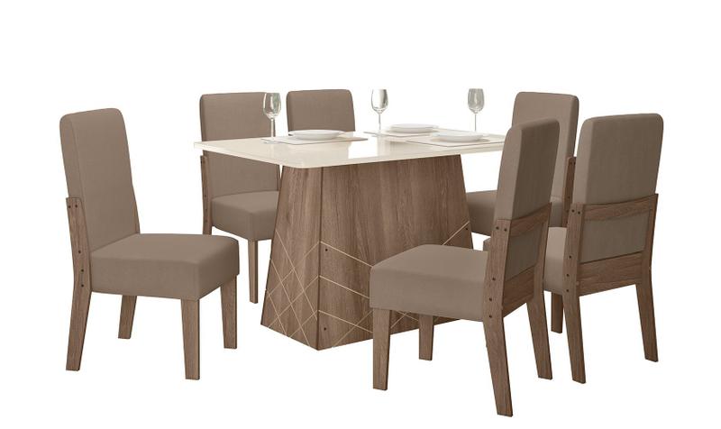 Imagem de Mesa de Jantar Gaia 1,35 com 6 cadeiras Celta Moveis