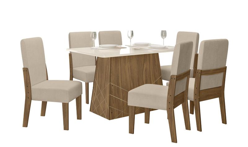 Imagem de Mesa de Jantar Gaia 1,35 com 6 cadeiras Celta Moveis