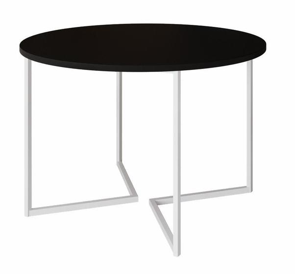 Imagem de Mesa de Jantar Industrial Base De Ferro Branco em  V  Tampo 110 Preto