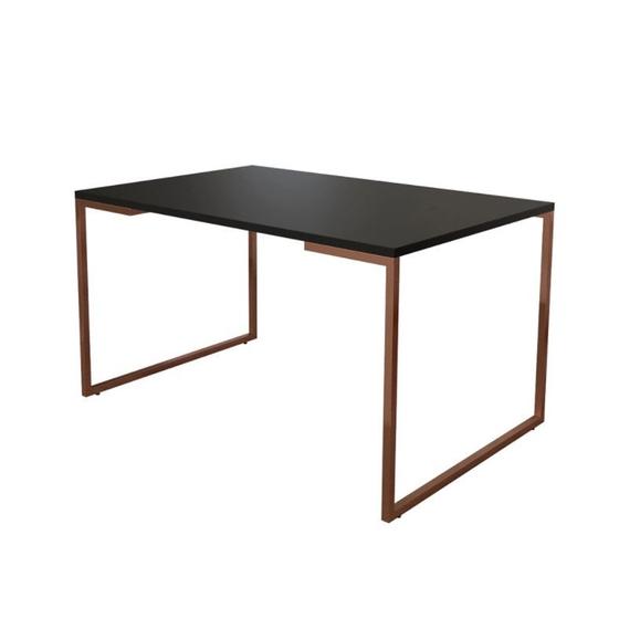 Imagem de Mesa de Jantar Industrial Base Ferro Cobre Tampo 137x90 Preto