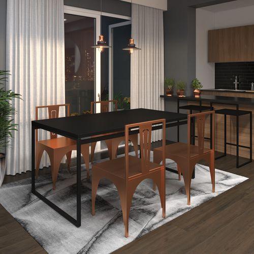 Imagem de Mesa De Jantar Industrial Para 4 Lugares Preta Tolix 160x90