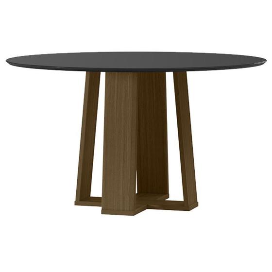 Imagem de Mesa de Jantar Isabela 135x135 cm com Vidro Imbuia Preto  New Ceval