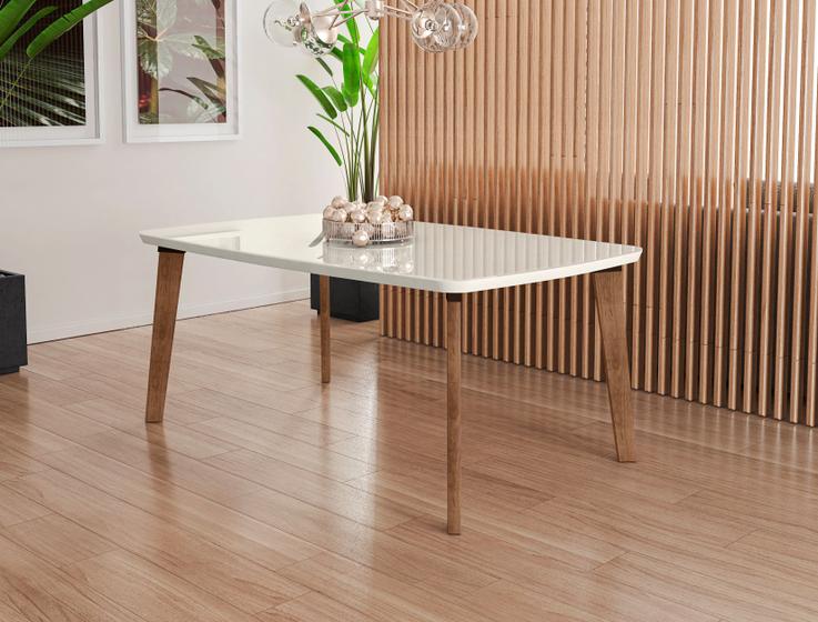Imagem de Mesa de jantar jade 6 lugares com vidro - off white