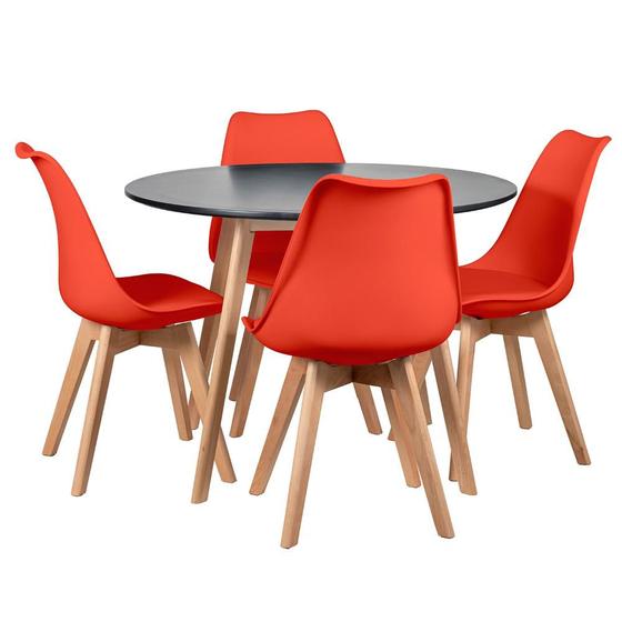 Imagem de Mesa de jantar Leda 100 cm + 4 cadeiras estofadas Leda
