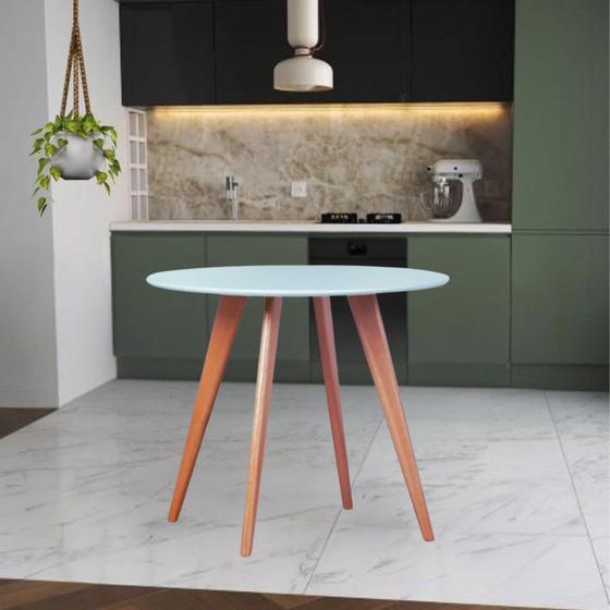 Imagem de Mesa de Jantar Leda 80cm Redonda Resistente Base Metal