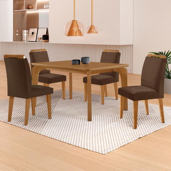 Imagem de Mesa de Jantar Liz 120cm MDF Canto copo e com 4 Cadeiras Athenas