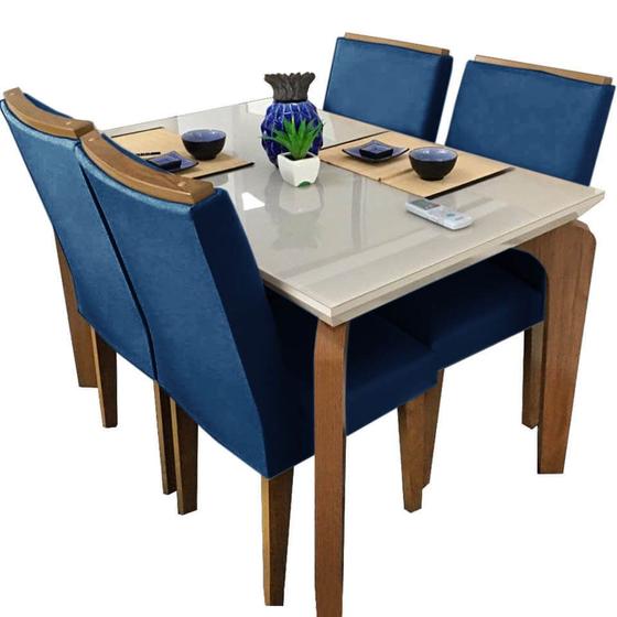 Imagem de Mesa de Jantar Londrina com 6 e 4 cadeiras madeira maciça 180/ 120
