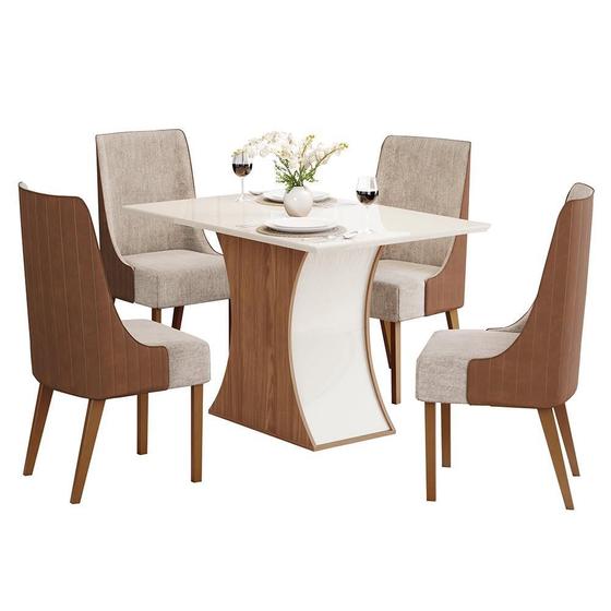 Imagem de Mesa de Jantar Luíza Tampo de MDF com 4 Cadeiras Ivy - Móveis Henn