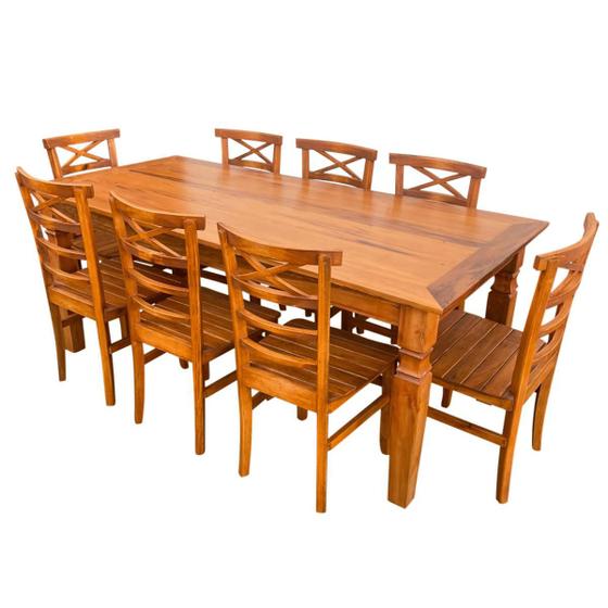 Imagem de Mesa de Jantar Madeira Maciça 200 x 90 com 08 Cadeiras ABC Sudeste Rústico