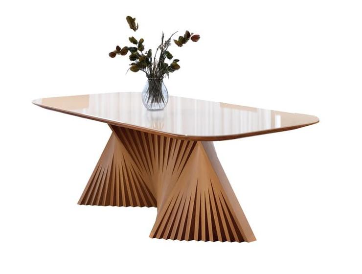 Imagem de Mesa de Jantar Madeira Maciça com Base Torcida 2,20x1,0m - Opala - Harmonia Salas